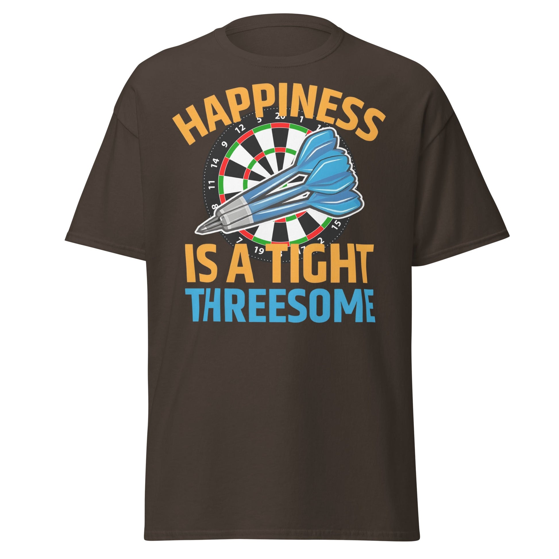 Funny Darts T-Shirt - Happiness is a Tight Threesome Tee - Dark Chocolate - T-Shirts Online