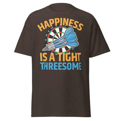 Funny Darts T-Shirt - Happiness is a Tight Threesome Tee - Dark Chocolate - T-Shirts Online