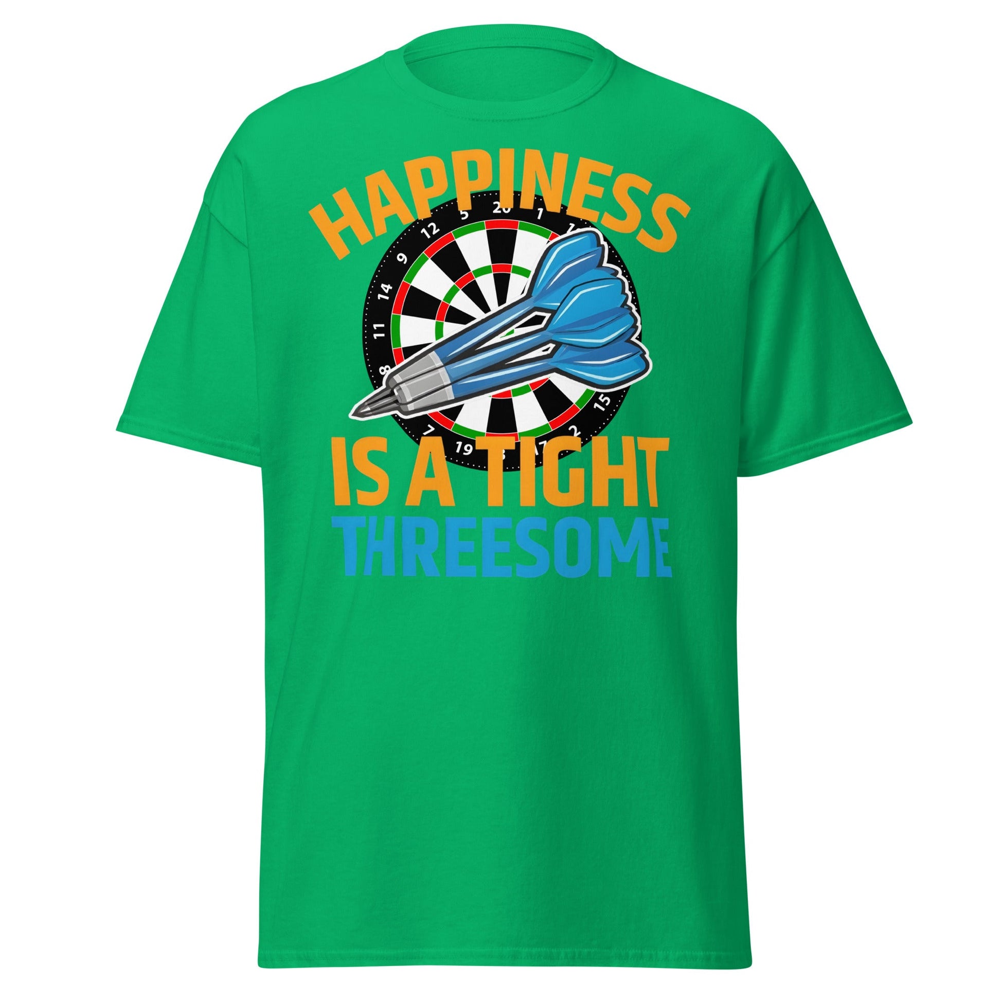 Funny Darts T-Shirt - Happiness is a Tight Threesome Tee - Irish Green - T-Shirts Online