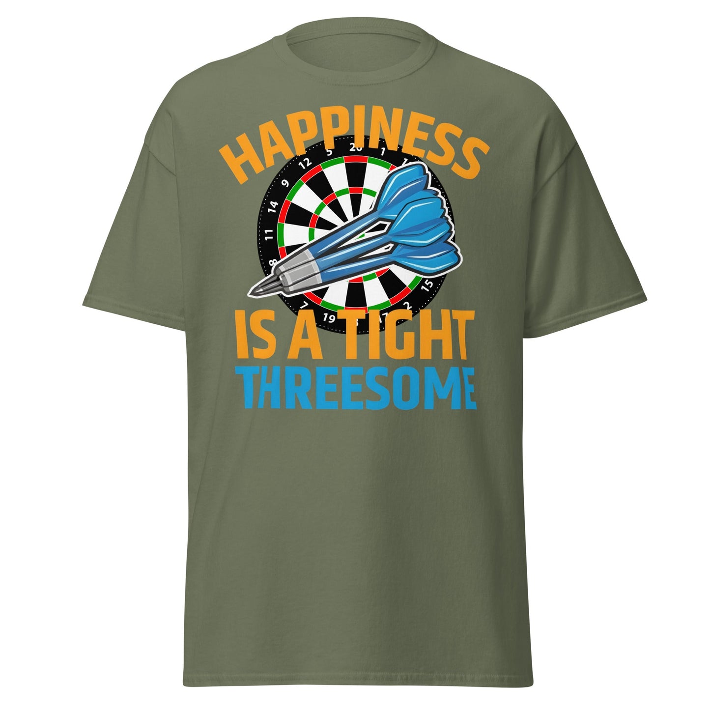 Funny Darts T-Shirt - Happiness is a Tight Threesome Tee - Military Green - T-Shirts Online