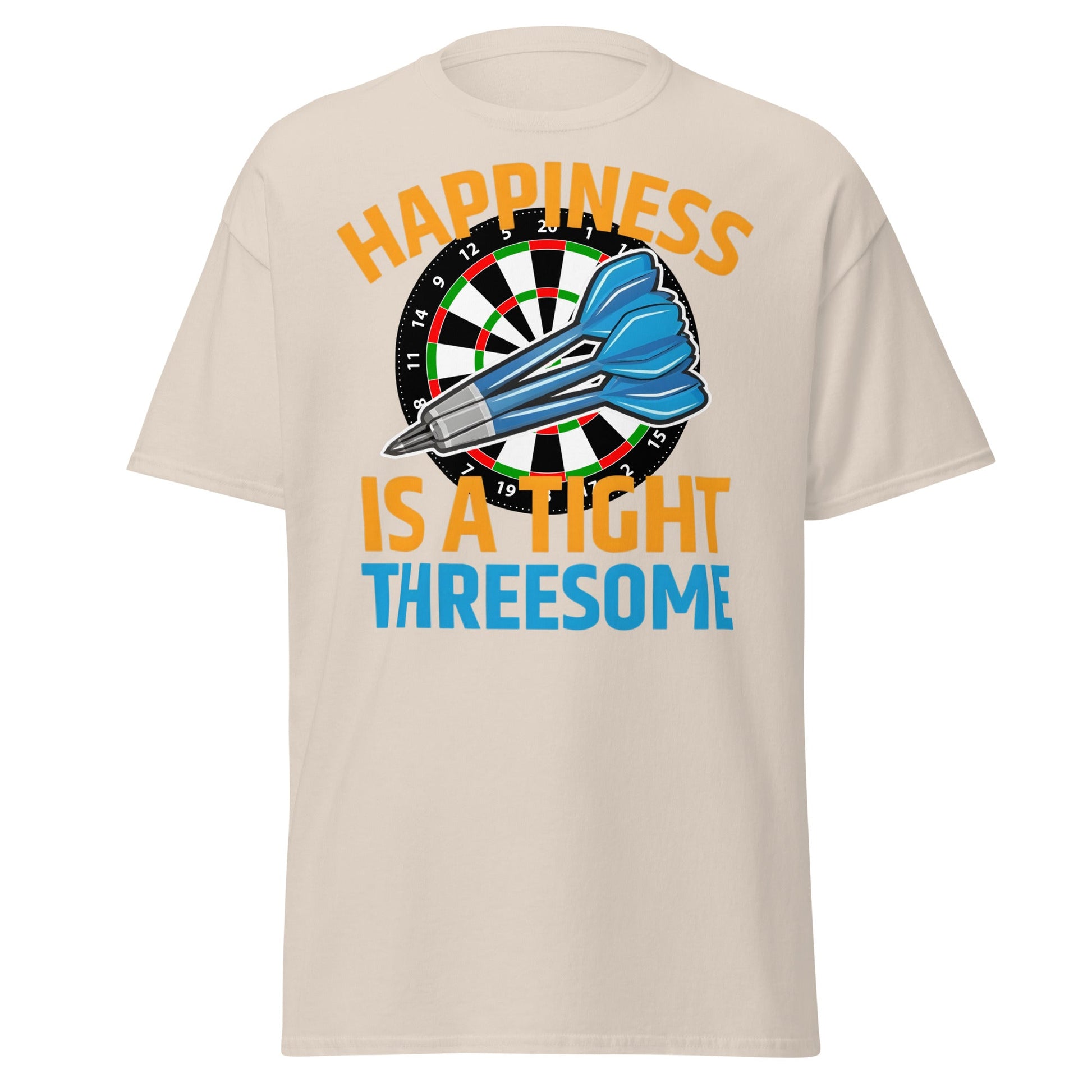 Funny Darts T-Shirt - Happiness is a Tight Threesome Tee - Natural - T-Shirts Online