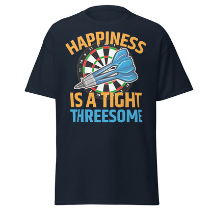Funny Darts T-Shirt - Happiness is a Tight Threesome Tee - Navy - T-Shirts Online