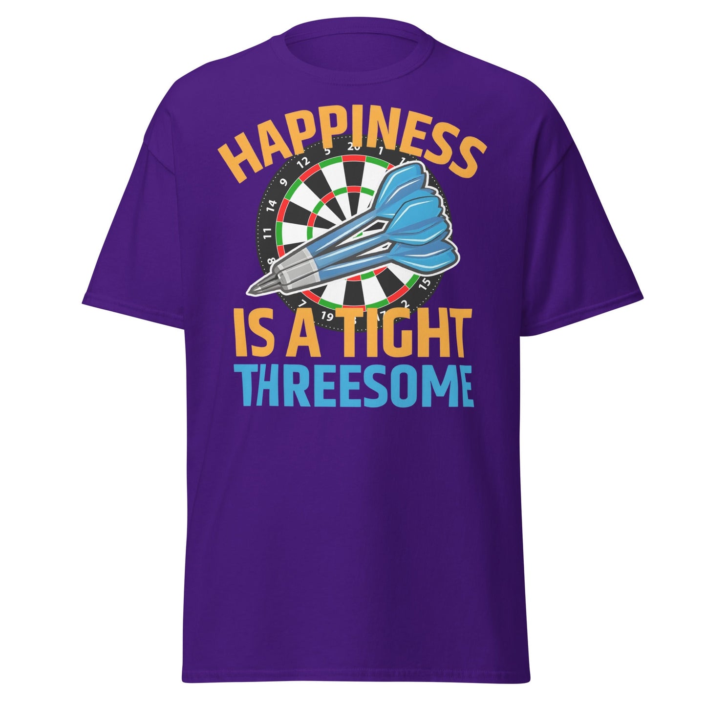 Funny Darts T-Shirt - Happiness is a Tight Threesome Tee - Purple - T-Shirts Online