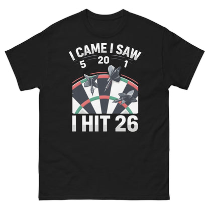 Funny Darts T-Shirt - I Hit 26 Dart Player Graphic Tee - Black - T-Shirts Online