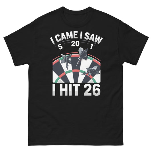 Funny Darts T-Shirt - I Hit 26 Dart Player Graphic Tee - Black - T-Shirts Online
