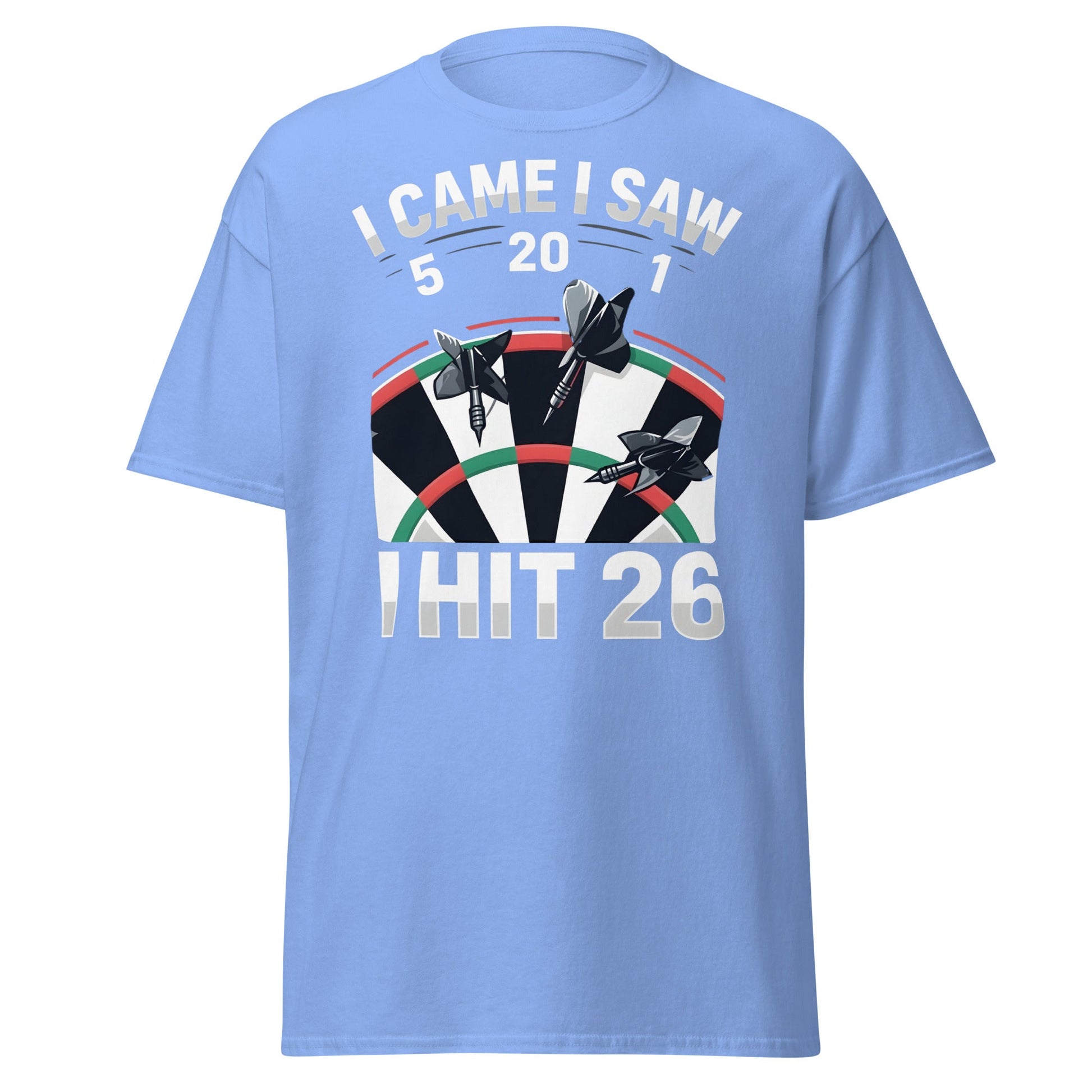 Funny Darts T-Shirt - I Hit 26 Dart Player Graphic Tee - Carolina Blue - T-Shirts Online