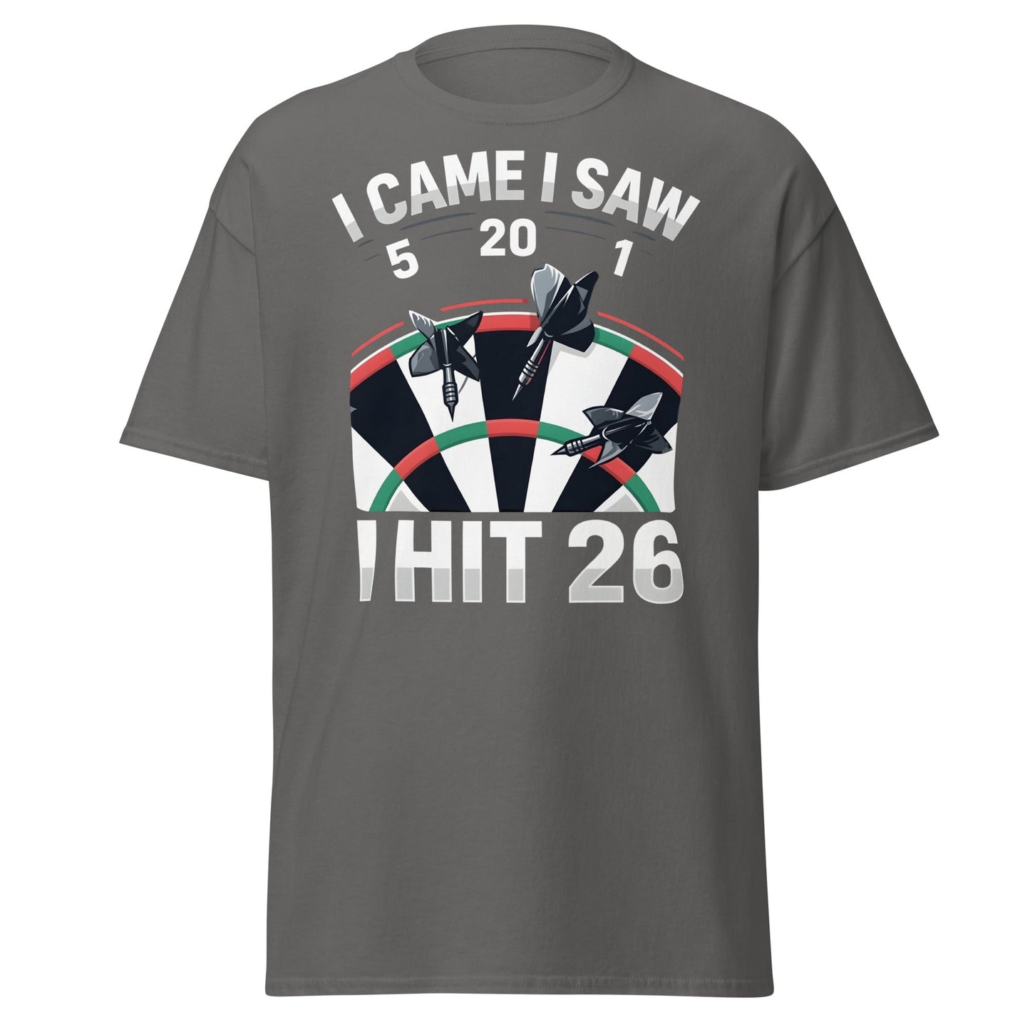 Funny Darts T-Shirt - I Hit 26 Dart Player Graphic Tee - Charcoal - T-Shirts Online