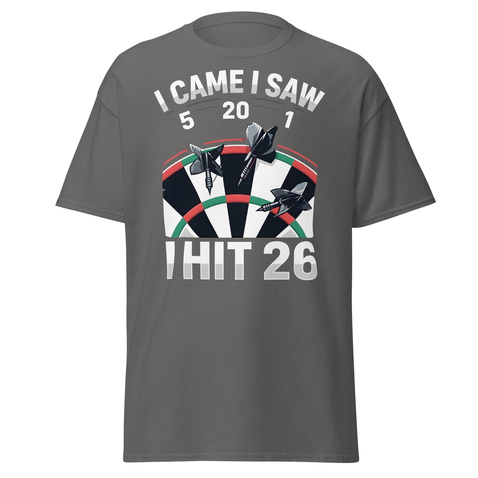 Funny Darts T-Shirt - I Hit 26 Dart Player Graphic Tee - Charcoal - T-Shirts Online