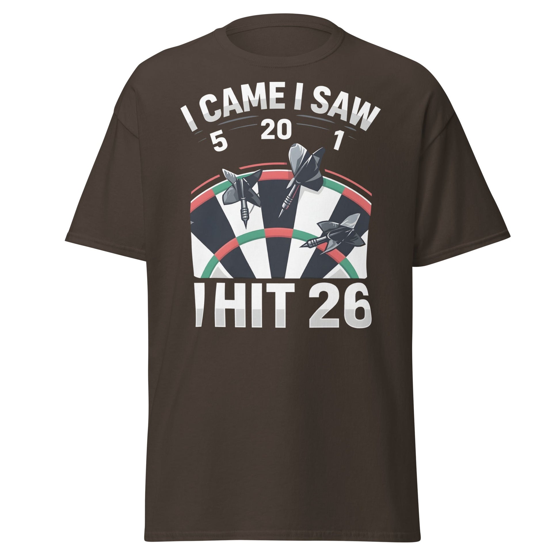 Funny Darts T-Shirt - I Hit 26 Dart Player Graphic Tee - Dark Chocolate - T-Shirts Online