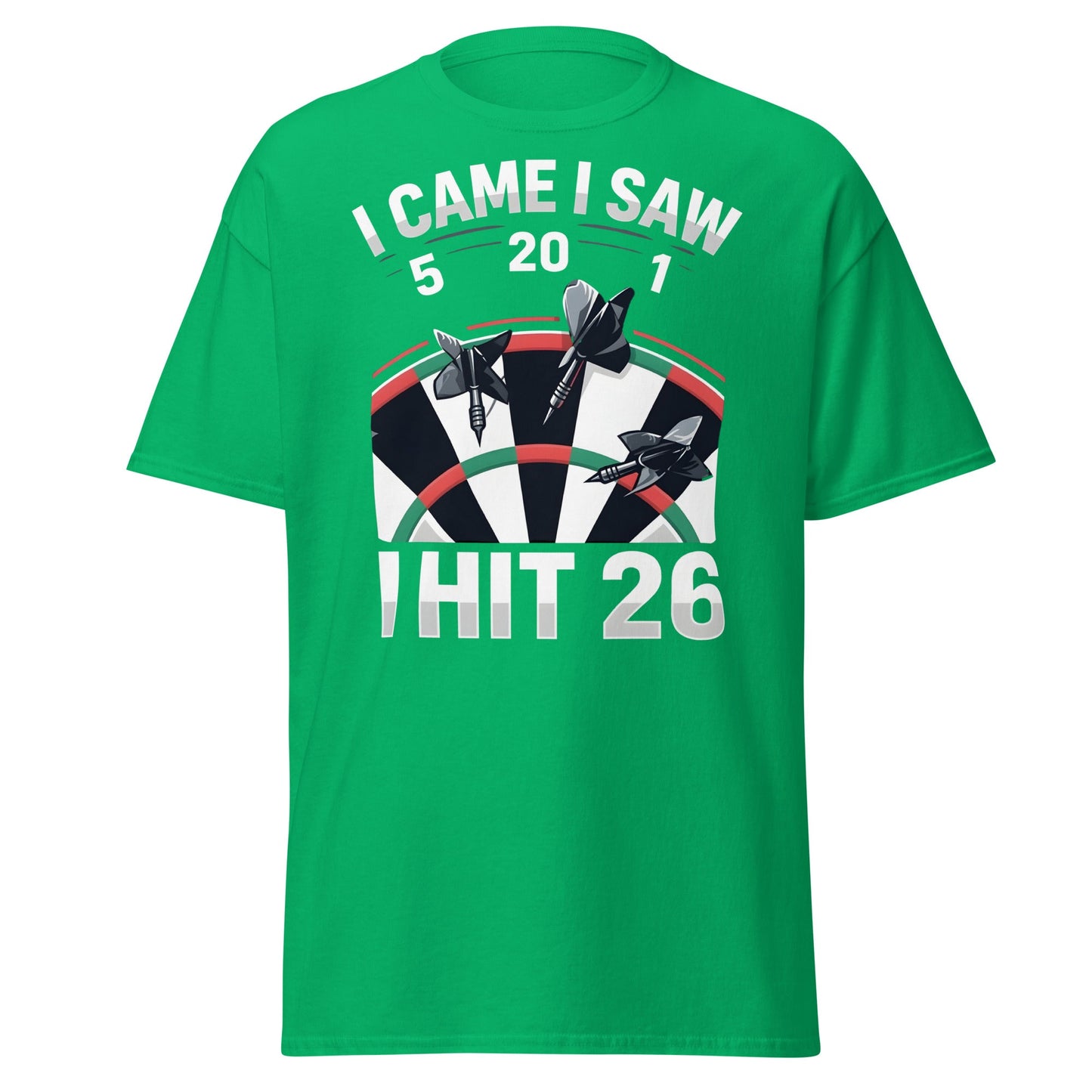 Funny Darts T-Shirt - I Hit 26 Dart Player Graphic Tee - Irish Green - T-Shirts Online