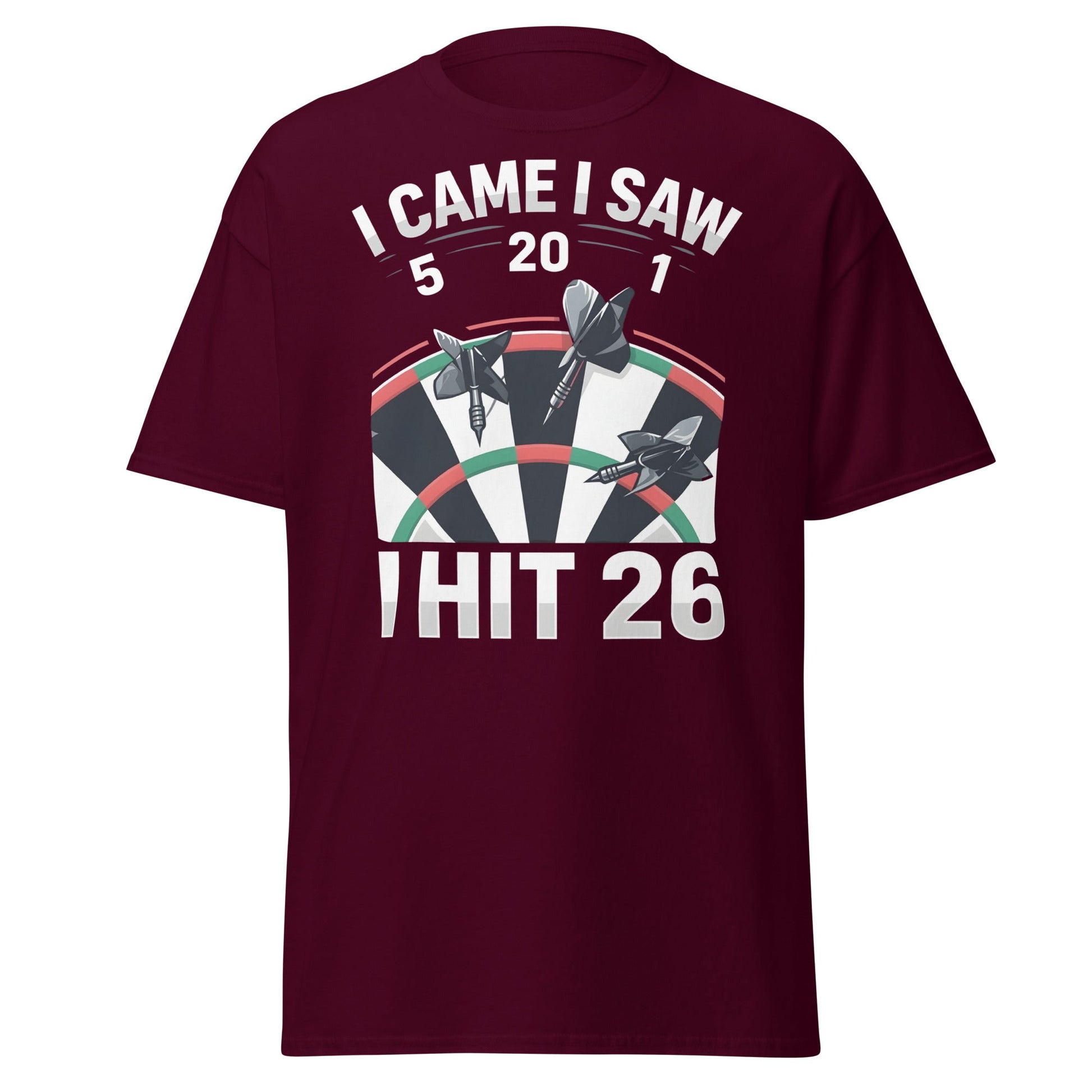 Funny Darts T-Shirt - I Hit 26 Dart Player Graphic Tee - Maroon - T-Shirts Online