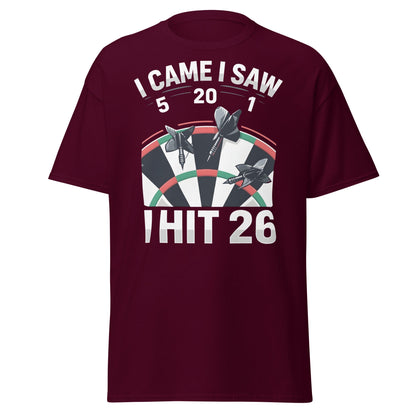 Funny Darts T-Shirt - I Hit 26 Dart Player Graphic Tee - Maroon - T-Shirts Online