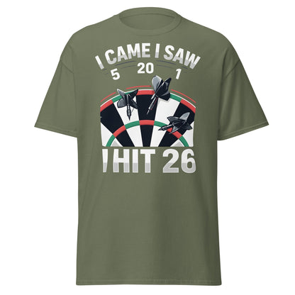 Funny Darts T-Shirt - I Hit 26 Dart Player Graphic Tee - Military Green - T-Shirts Online