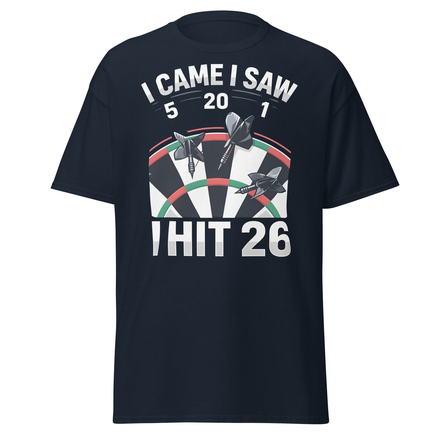 Funny Darts T-Shirt - I Hit 26 Dart Player Graphic Tee - Navy - T-Shirts Online