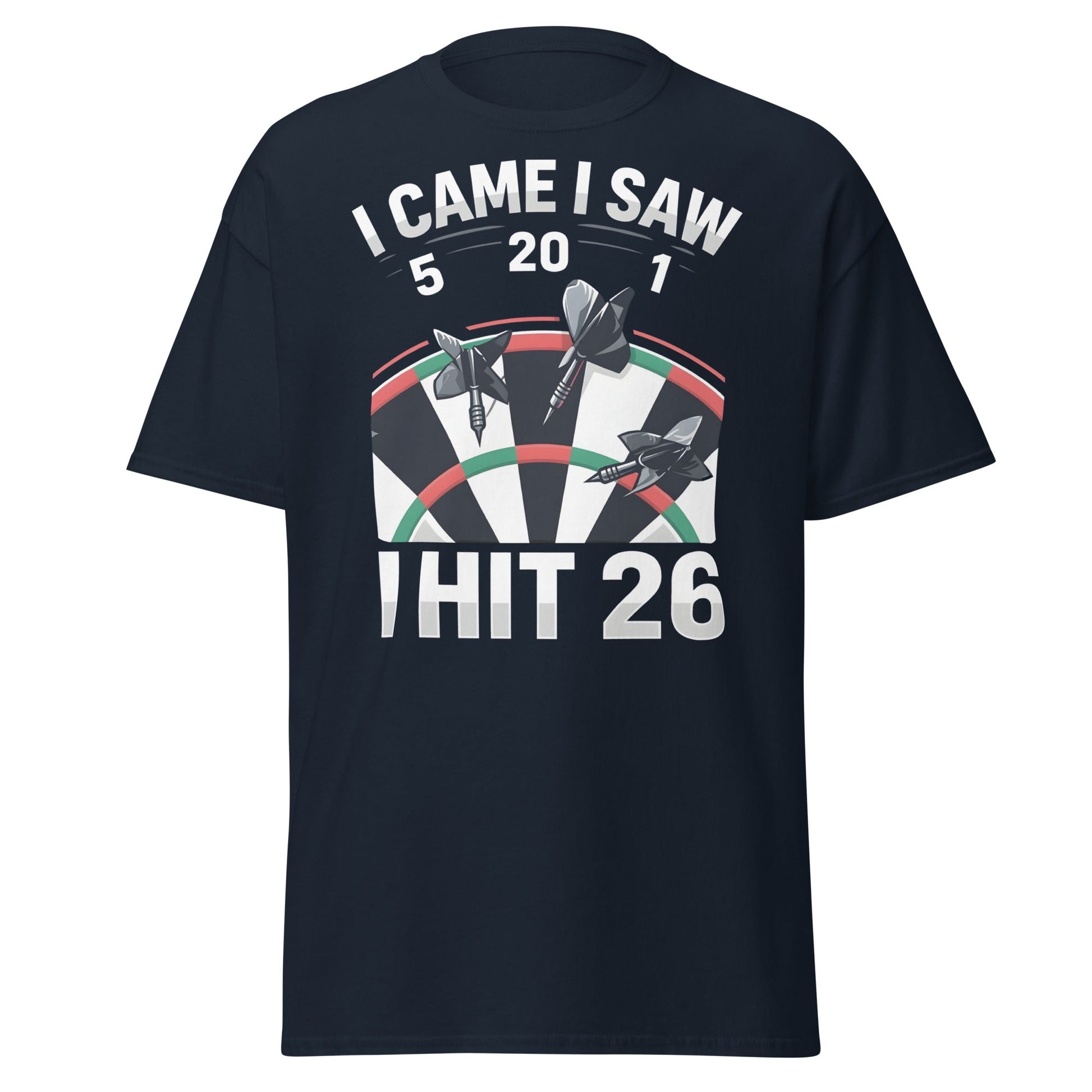 Funny Darts T-Shirt - I Hit 26 Dart Player Graphic Tee - Navy - T-Shirts Online