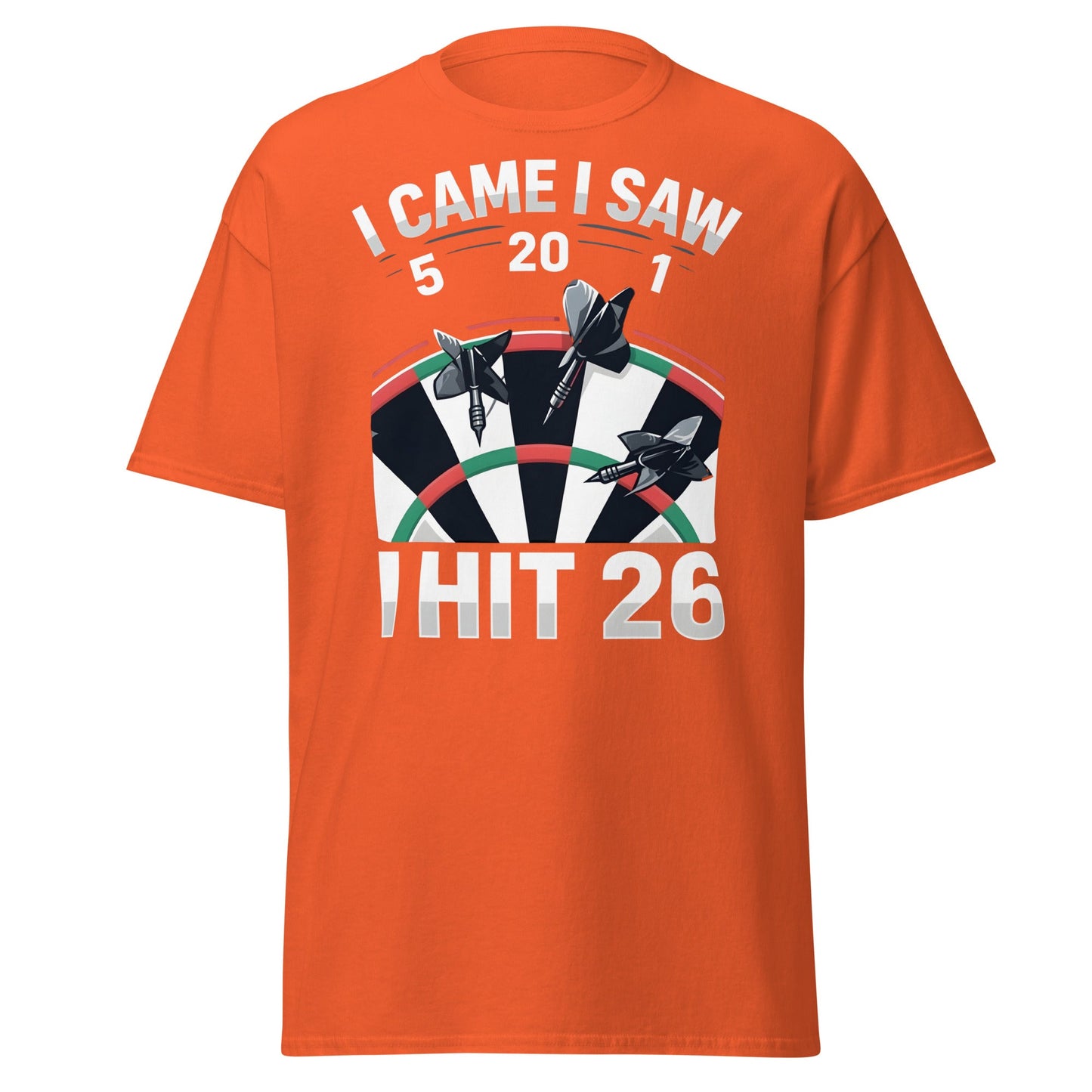 Funny Darts T-Shirt - I Hit 26 Dart Player Graphic Tee - Orange - T-Shirts Online