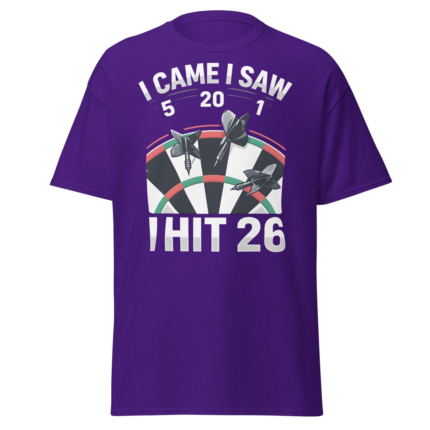 Funny Darts T-Shirt - I Hit 26 Dart Player Graphic Tee - Purple - T-Shirts Online
