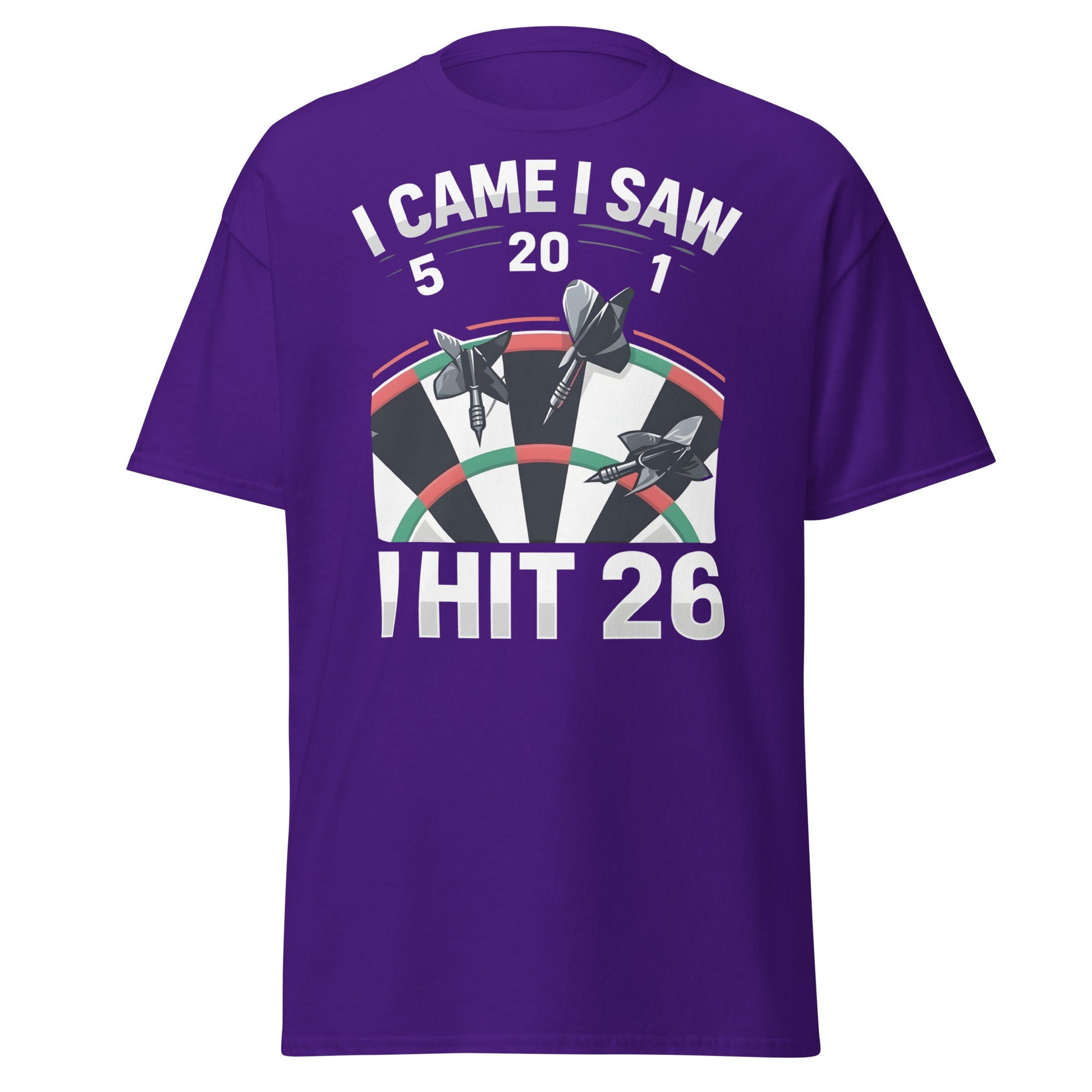 Funny Darts T-Shirt - I Hit 26 Dart Player Graphic Tee - Purple - T-Shirts Online