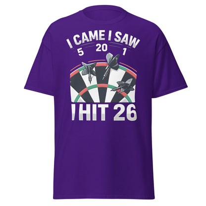 Funny Darts T-Shirt - I Hit 26 Dart Player Graphic Tee - Purple - T-Shirts Online