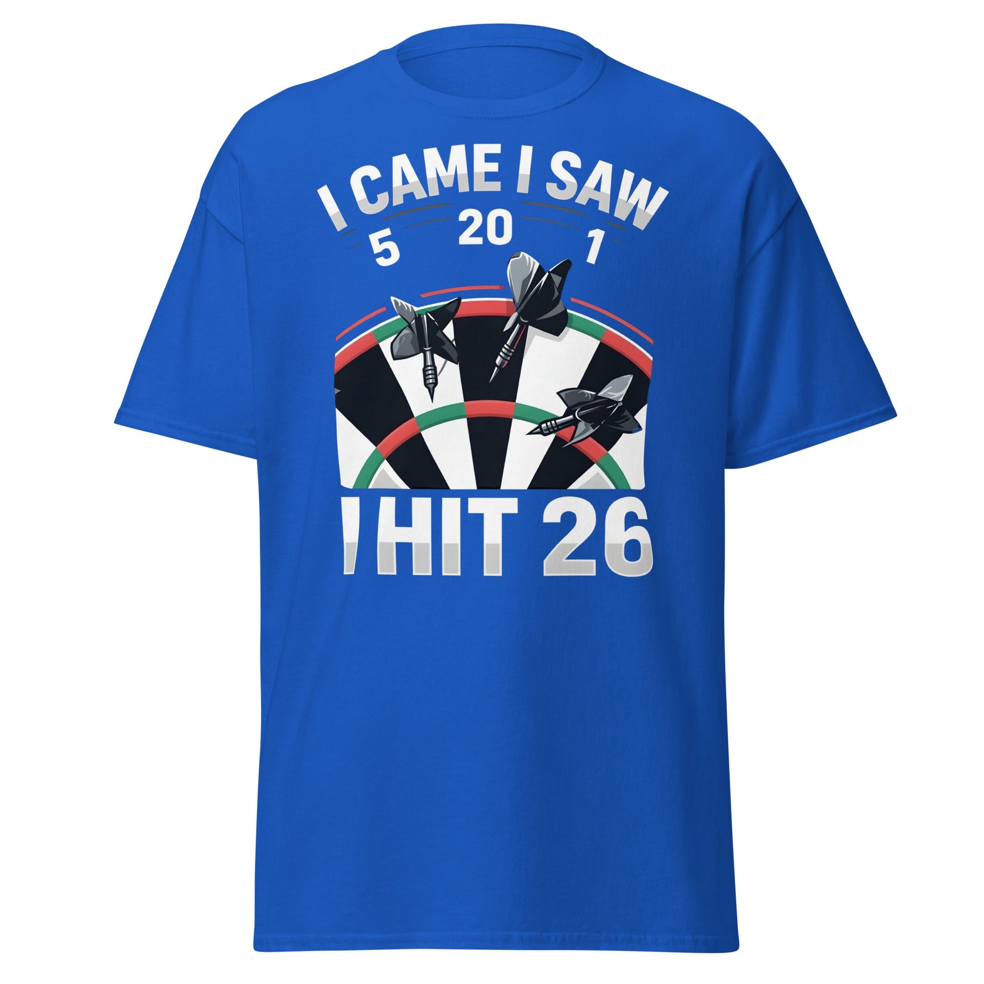 Funny Darts T-Shirt - I Hit 26 Dart Player Graphic Tee - Royal - T-Shirts Online