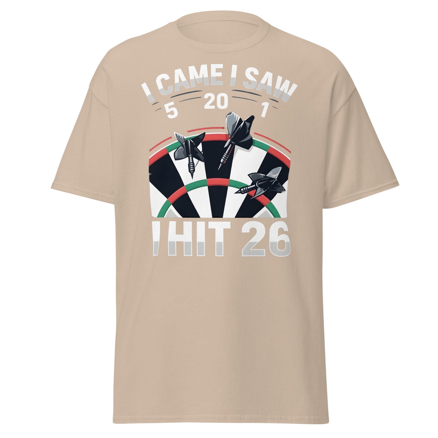 Funny Darts T-Shirt - I Hit 26 Dart Player Graphic Tee - Sand - T-Shirts Online