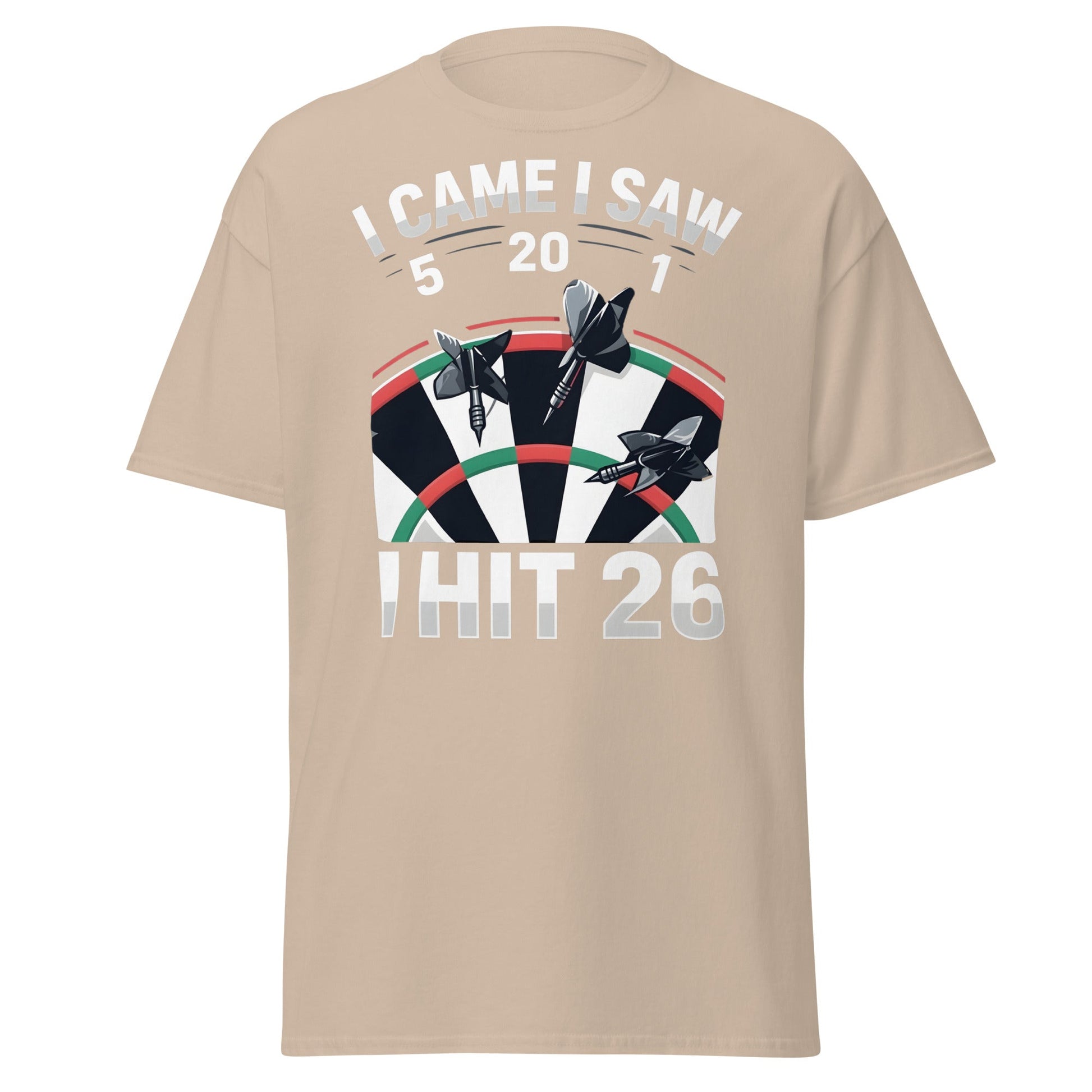 Funny Darts T-Shirt - I Hit 26 Dart Player Graphic Tee - Sand - T-Shirts Online