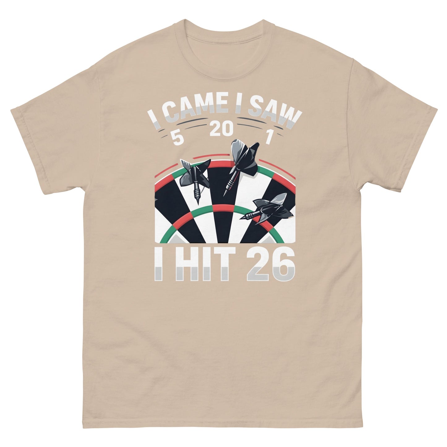 Funny Darts T-Shirt - I Hit 26 Dart Player Graphic Tee - Sand - T-Shirts Online