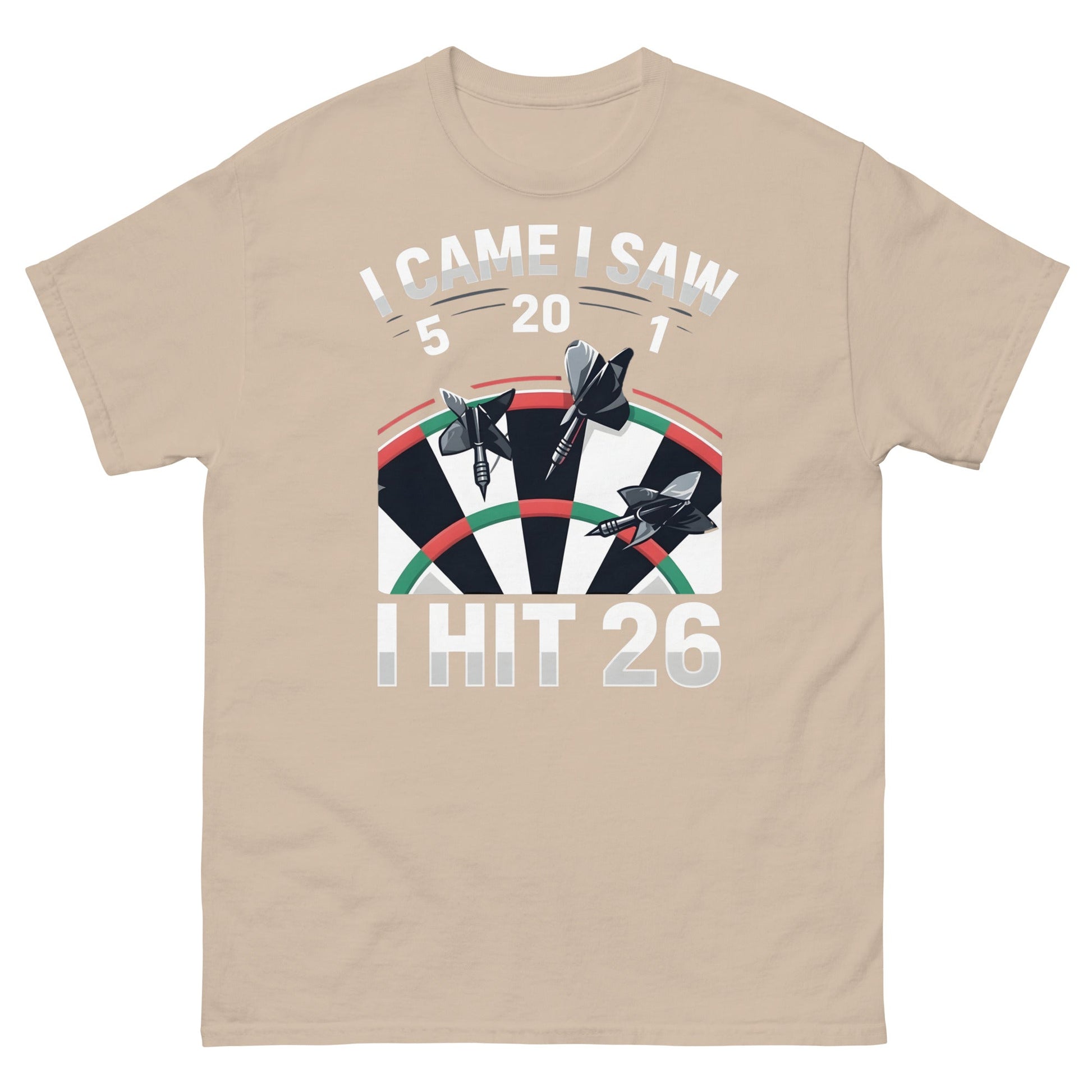 Funny Darts T-Shirt - I Hit 26 Dart Player Graphic Tee - Sand - T-Shirts Online