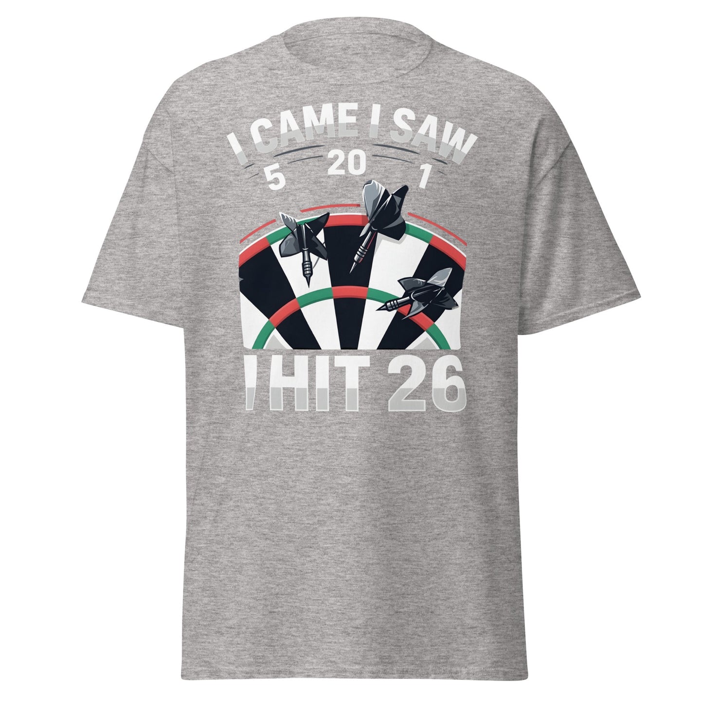 Funny Darts T-Shirt - I Hit 26 Dart Player Graphic Tee - Sport Grey - T-Shirts Online