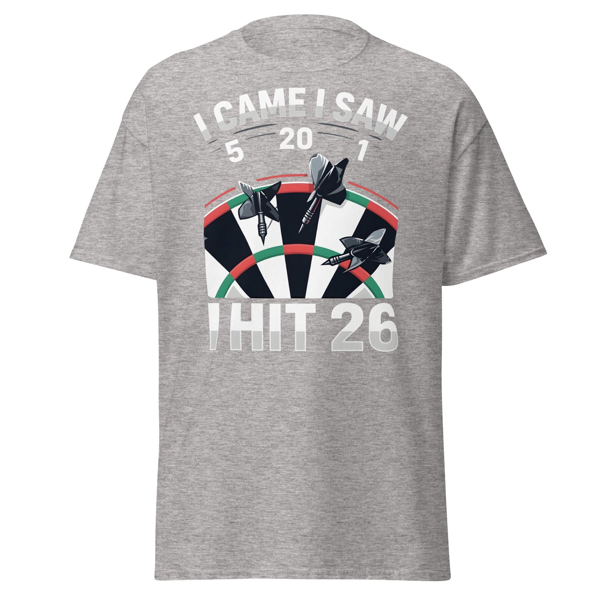 Funny Darts T-Shirt - I Hit 26 Dart Player Graphic Tee - Sport Grey - T-Shirts Online
