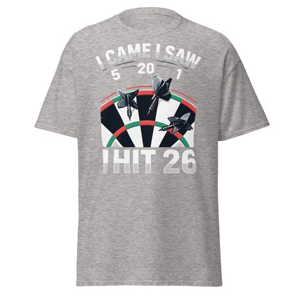Funny Darts T-Shirt - I Hit 26 Dart Player Graphic Tee - Sport Grey - T-Shirts Online