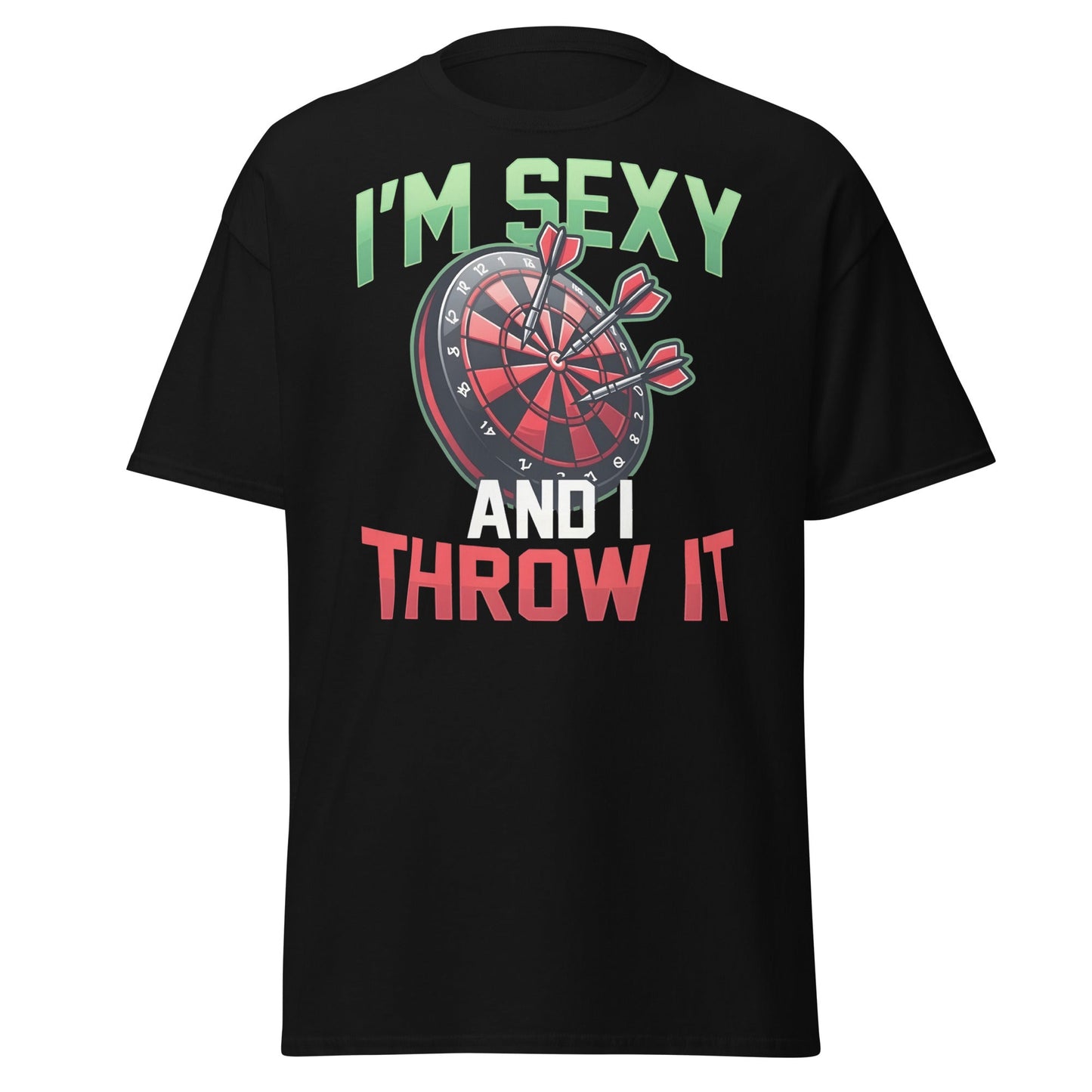 Funny Darts T-Shirt - I'm Sexy and I Throw It Graphic Tee - Black - T-Shirts Online