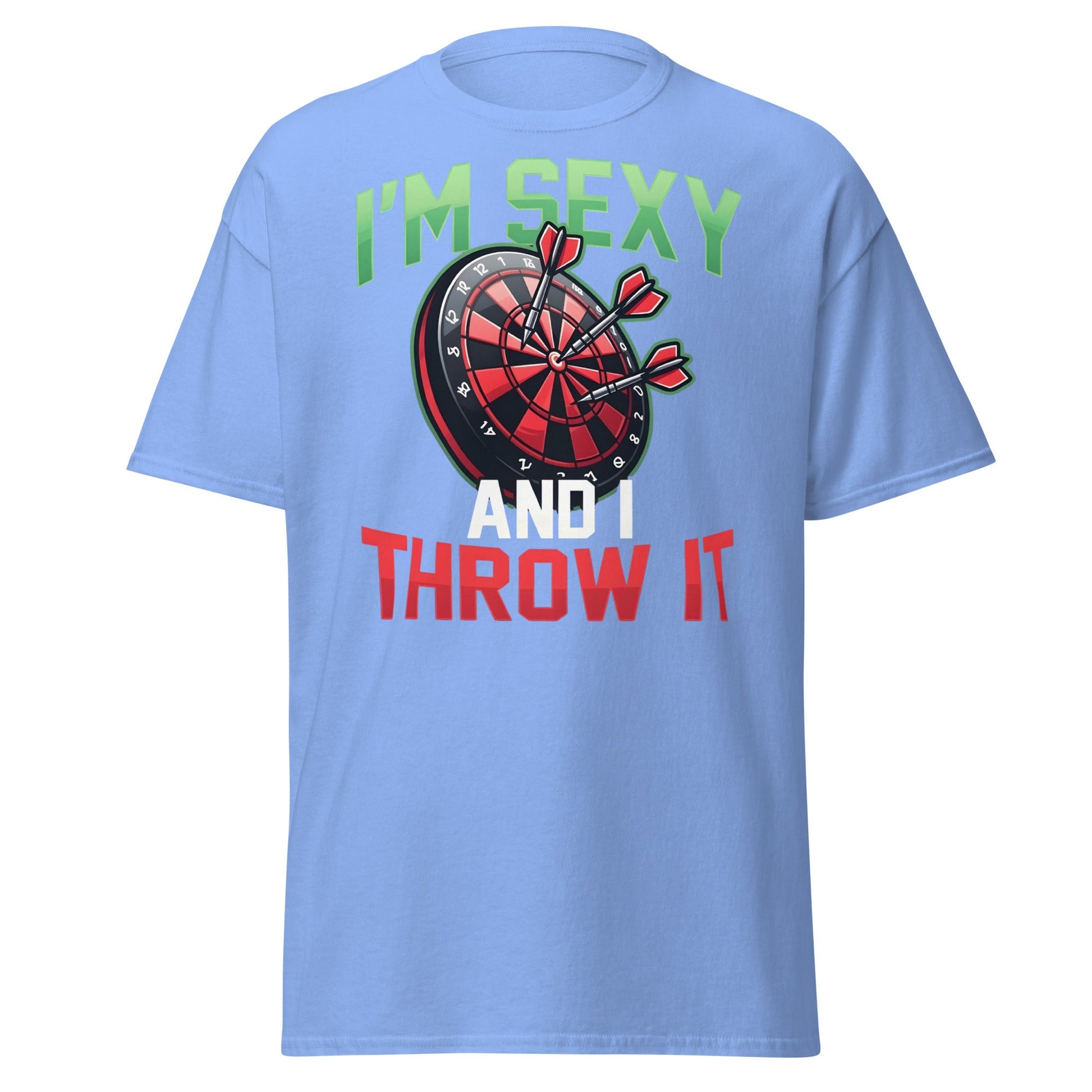 Funny Darts T-Shirt - I'm Sexy and I Throw It Graphic Tee - Carolina Blue - T-Shirts Online