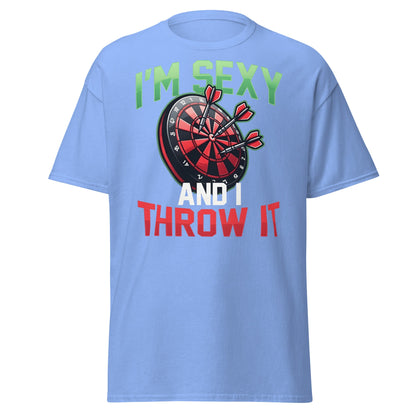 Funny Darts T-Shirt - I'm Sexy and I Throw It Graphic Tee - Carolina Blue - T-Shirts Online