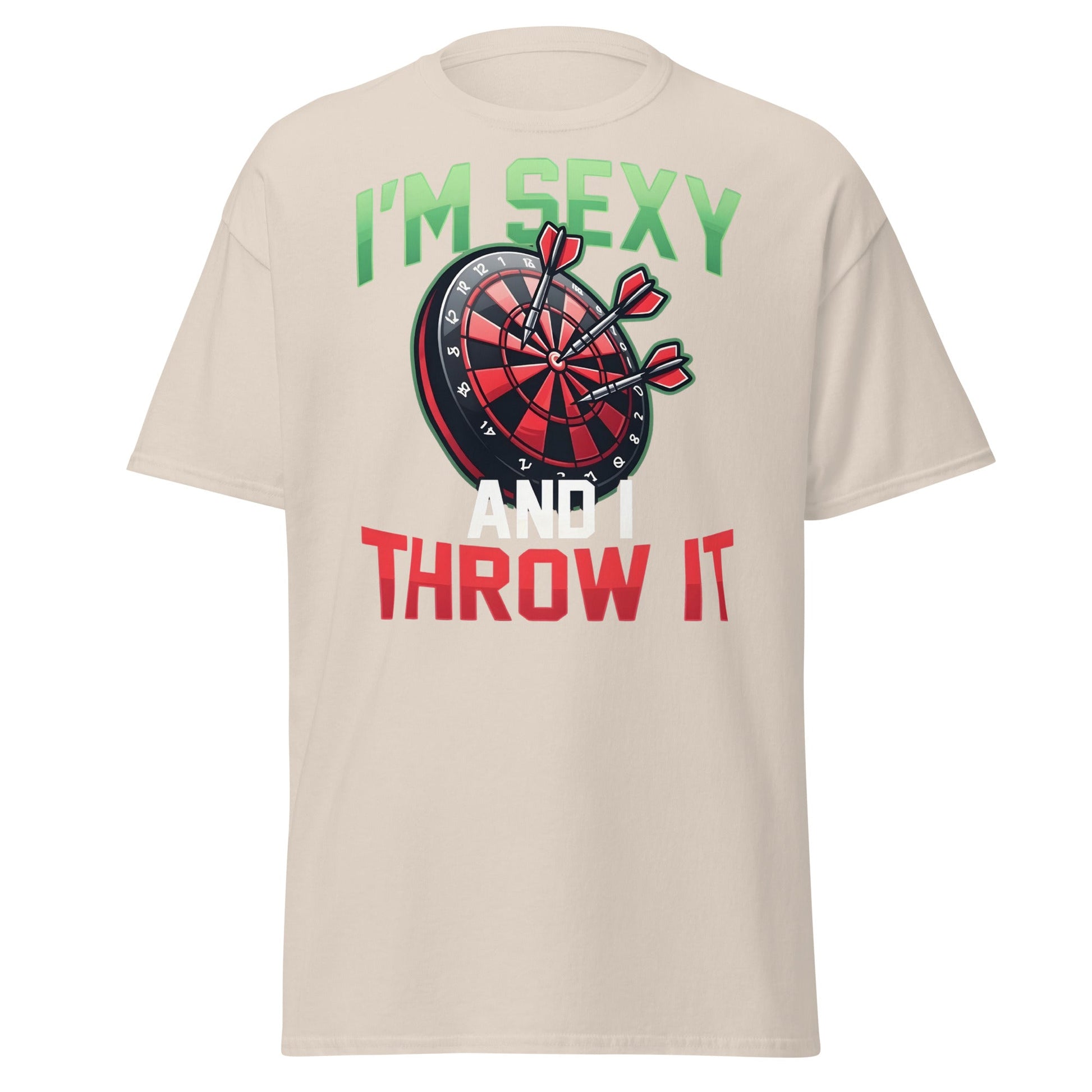 Funny Darts T-Shirt - I'm Sexy and I Throw It Graphic Tee - Natural - T-Shirts Online