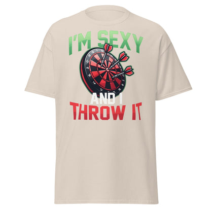 Funny Darts T-Shirt - I'm Sexy and I Throw It Graphic Tee - Natural - T-Shirts Online