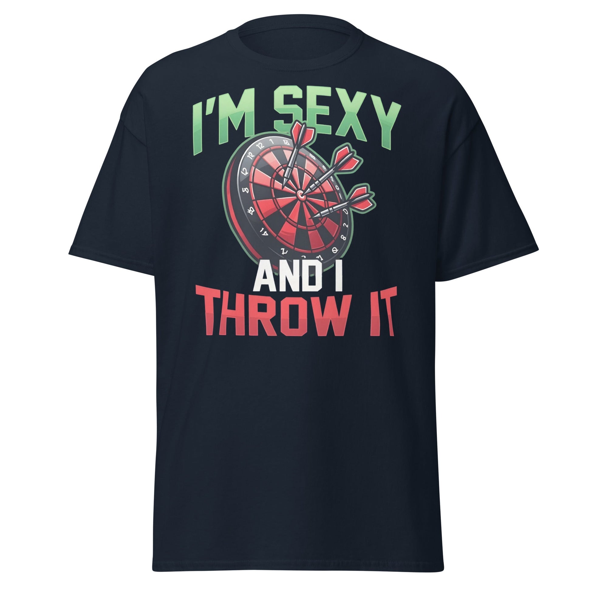 Funny Darts T-Shirt - I'm Sexy and I Throw It Graphic Tee - Navy - T-Shirts Online