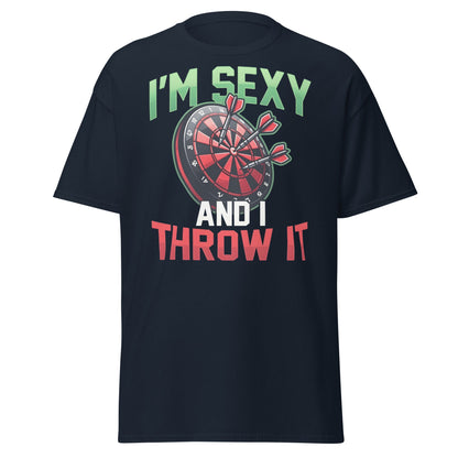 Funny Darts T-Shirt - I'm Sexy and I Throw It Graphic Tee - Navy - T-Shirts Online