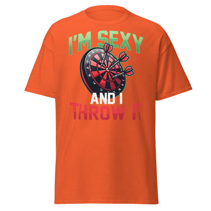 Funny Darts T-Shirt - I'm Sexy and I Throw It Graphic Tee - Orange - T-Shirts Online