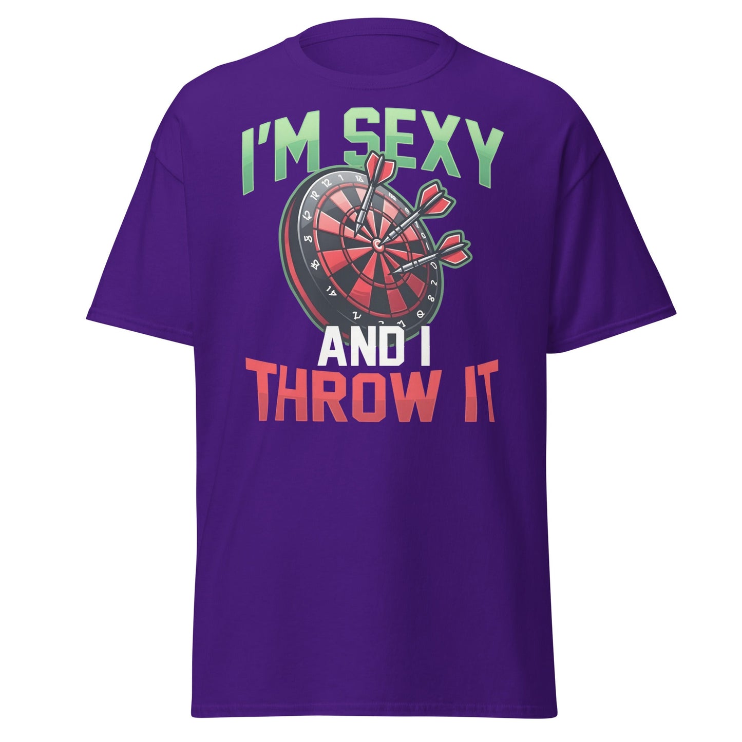 Funny Darts T-Shirt - I'm Sexy and I Throw It Graphic Tee - Purple - T-Shirts Online