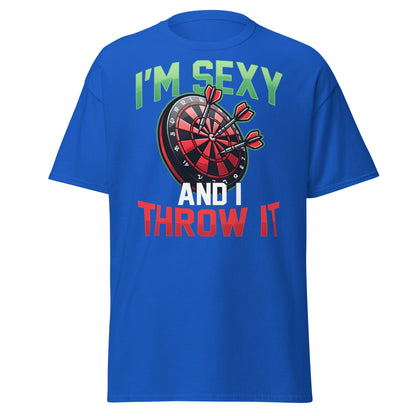 Funny Darts T-Shirt - I'm Sexy and I Throw It Graphic Tee - Royal - T-Shirts Online