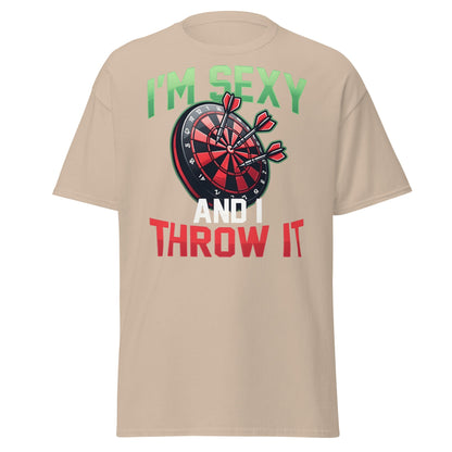 Funny Darts T-Shirt - I'm Sexy and I Throw It Graphic Tee - Sand - T-Shirts Online