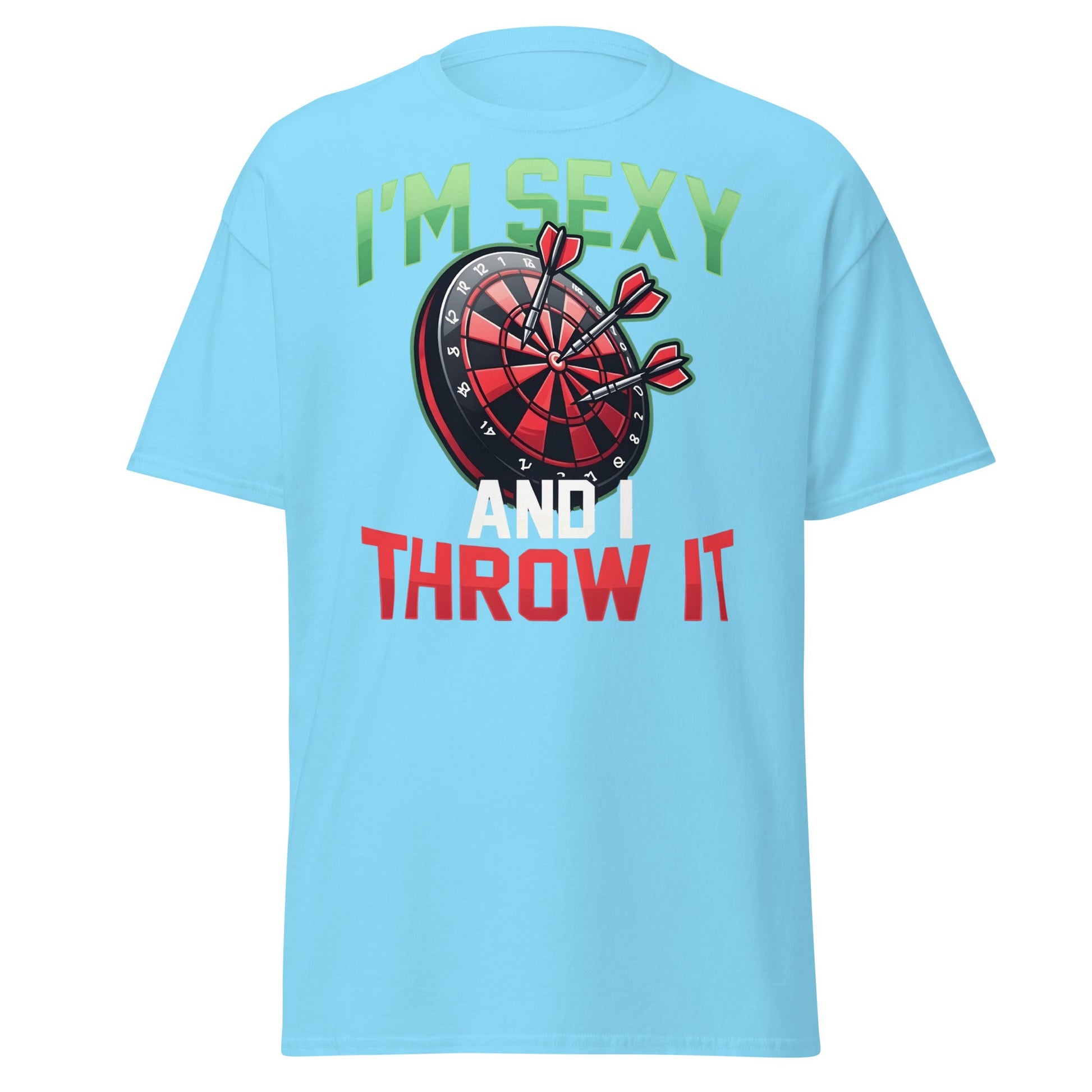 Funny Darts T-Shirt - I'm Sexy and I Throw It Graphic Tee - Sky - T-Shirts Online