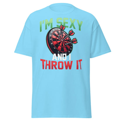 Funny Darts T-Shirt - I'm Sexy and I Throw It Graphic Tee - Sky - T-Shirts Online