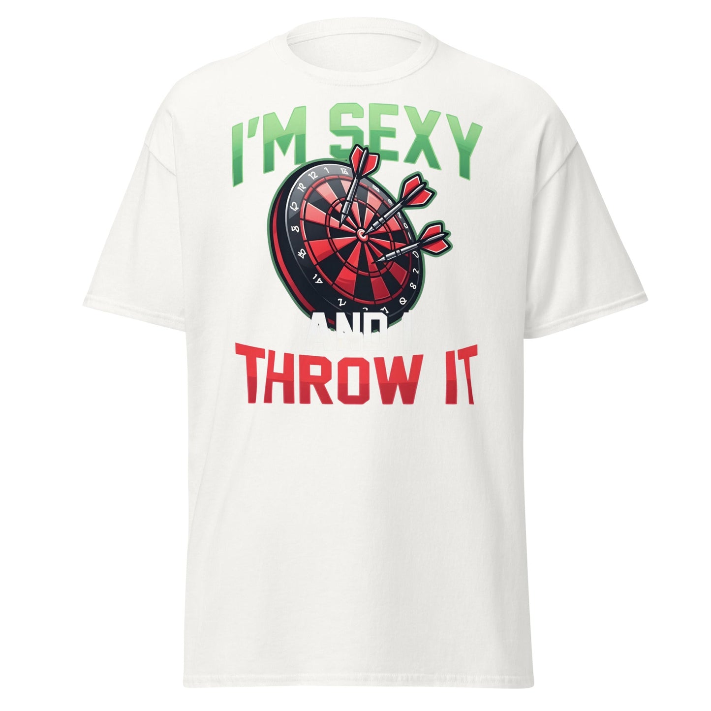Funny Darts T-Shirt - I'm Sexy and I Throw It Graphic Tee - White - T-Shirts Online