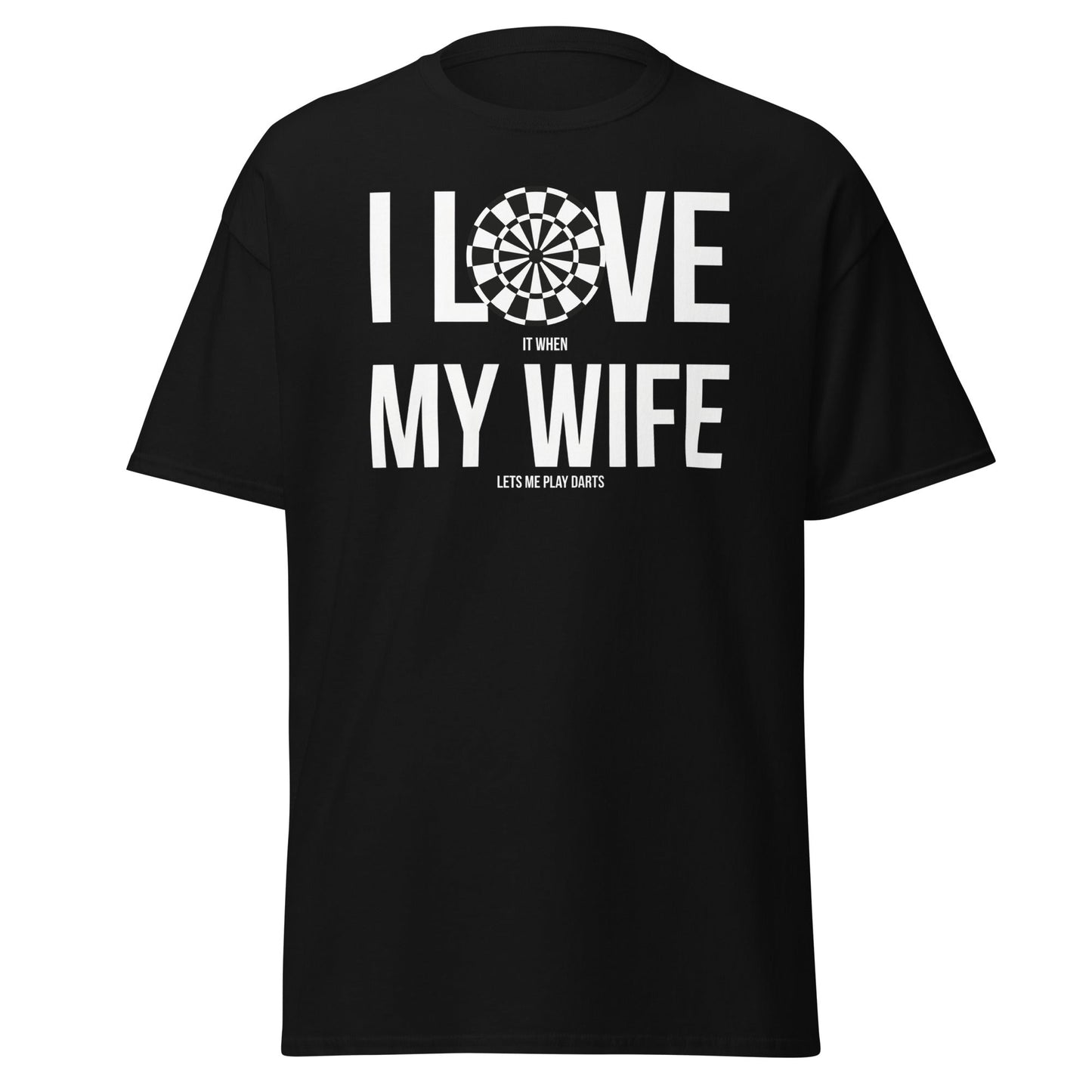 Funny Darts Wife T-Shirt - I Love My Wife Darts Player Tee - Black - T-Shirts Online