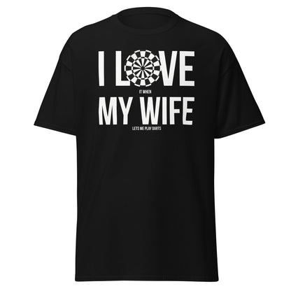 Funny Darts Wife T-Shirt - I Love My Wife Darts Player Tee - Black - T-Shirts Online