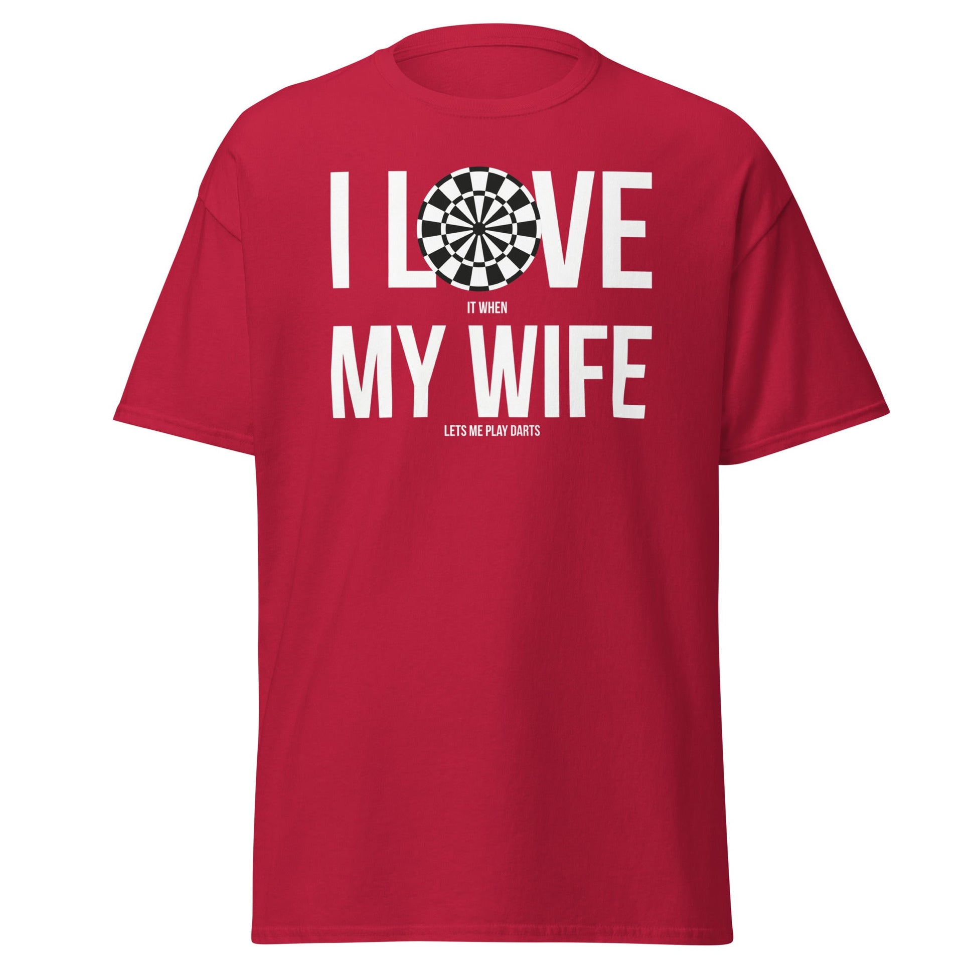 Funny Darts Wife T-Shirt - I Love My Wife Darts Player Tee - Cardinal - T-Shirts Online