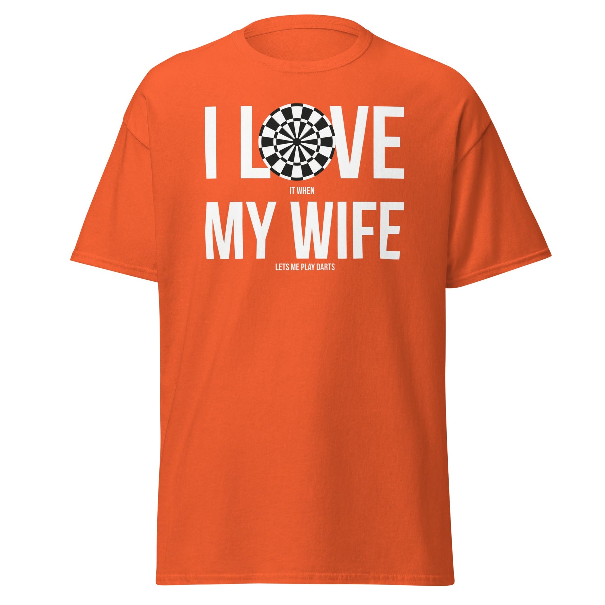 Funny Darts Wife T-Shirt - I Love My Wife Darts Player Tee - Orange - T-Shirts Online