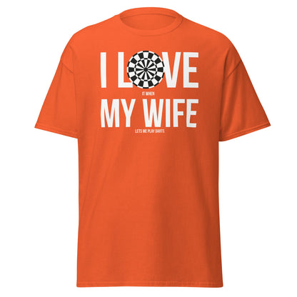 Funny Darts Wife T-Shirt - I Love My Wife Darts Player Tee - Orange - T-Shirts Online